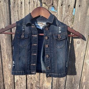 Dark Denim Vest with Button Details